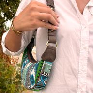 Sac Hobo en Jacquard - Vert Audacieux (sangle marron)
