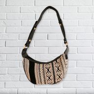 Sac Hobo en Jacquard - Gris Métro (sangle noire)