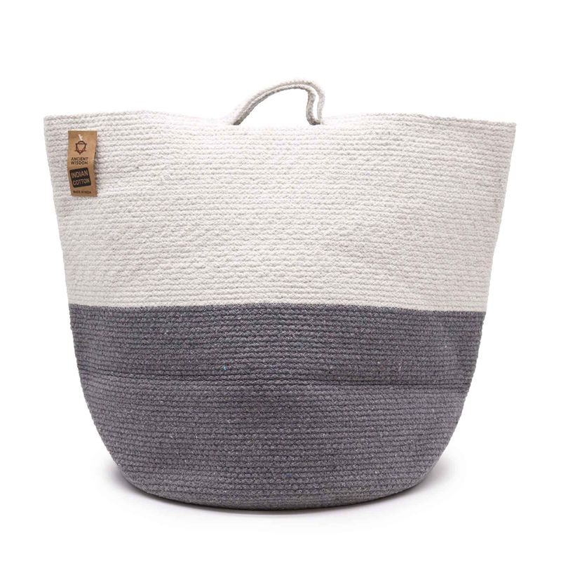 Panier de Lavage / Rangement en Corde de Coton Grand 45x40cm - Gris