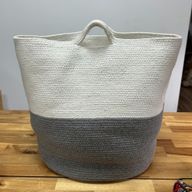 Panier de Lavage / Rangement en Corde de Coton Grand 45x40cm - Gris