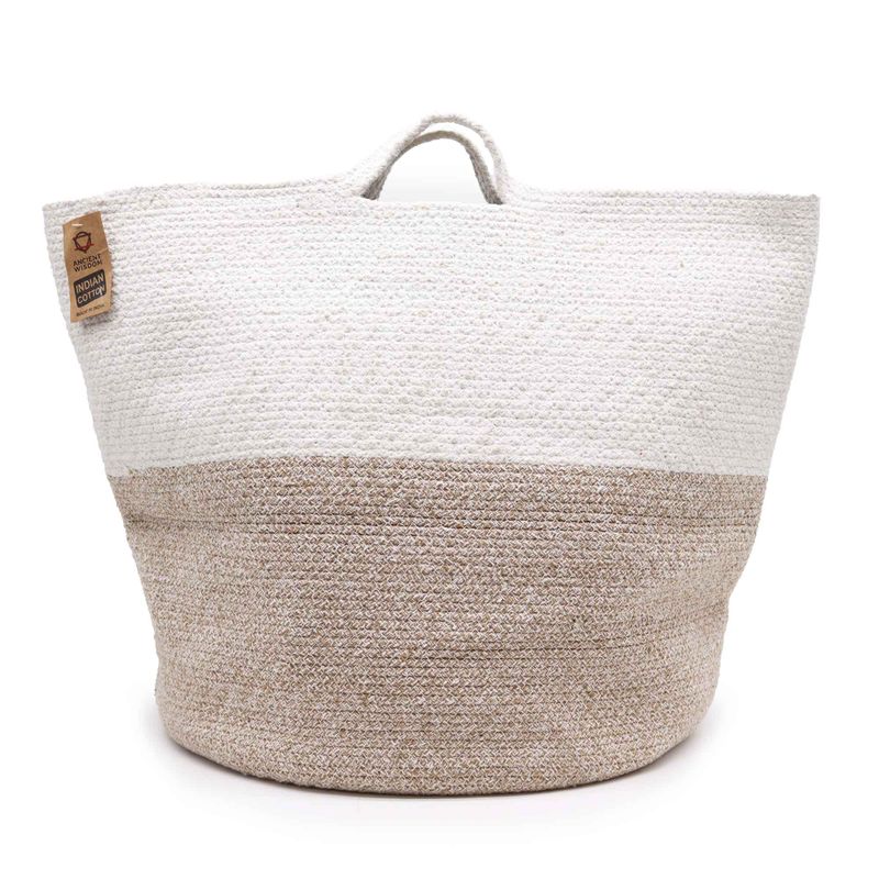 Panier de Lavage / Rangement en Corde de Coton Grand 45x40cm - Beige