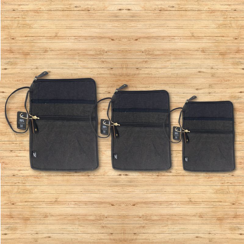 Grande pochette pour ordinateur portable effet délavé - Charbon