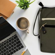 Grande pochette pour ordinateur portable en toile- Olive