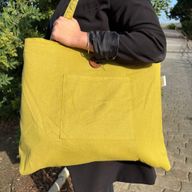 Sac réversible en jute et coton - Pistache