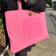 Sac réversible en jute et coton - Rose