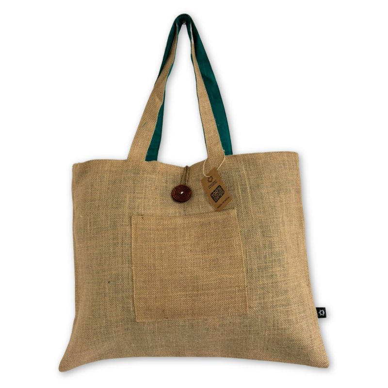 Sac réversible en jute et coton - Bleu