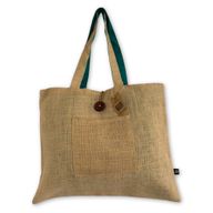 Sac réversible en jute et coton - Bleu