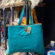 Sac réversible en jute et coton - Bleu