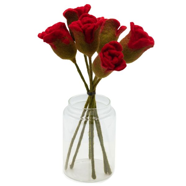 Fleurs en Feutre - Roses Rouges