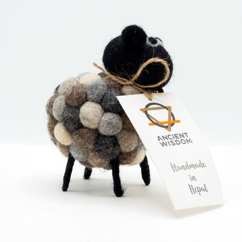 Petit Mouton en Feutre - Gris Multicolore