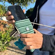 Pochette Porte- téléphone Rayures Vertes - motif  fleur