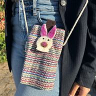 Pochette Porte- téléphone Rayures Roses - motif lapin