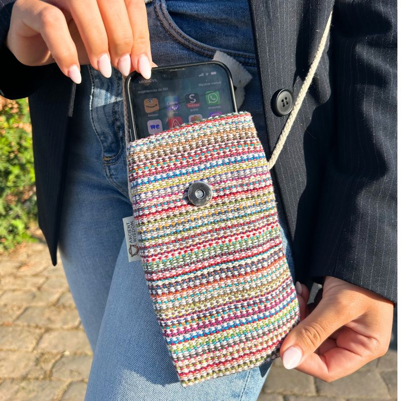 Pochette Porte- téléphone Rayures Roses - motif lapin