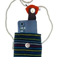 Pochette Porte- téléphone Noire et Multicolore - motif renard