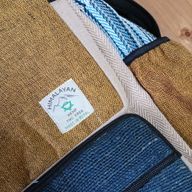 Grand Sac à Dos Rectangulaire en Chanvre - Bleu  & Curcuma