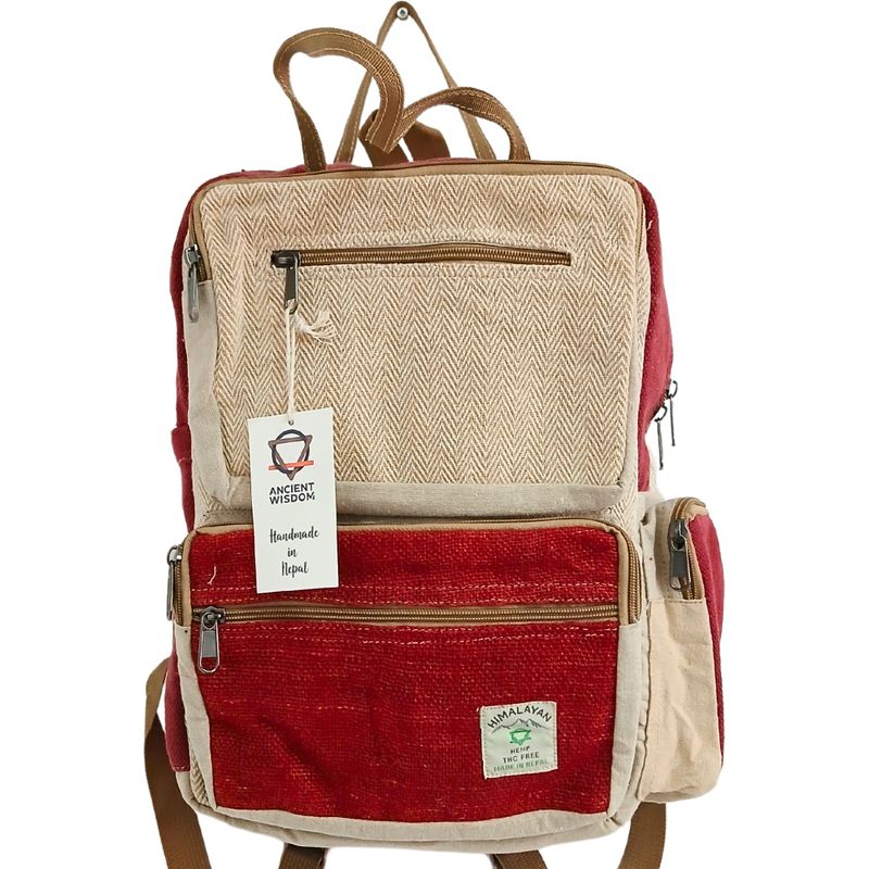 Grand Sac à Dos Rectangulaire en Chanvre - Vin & Crème