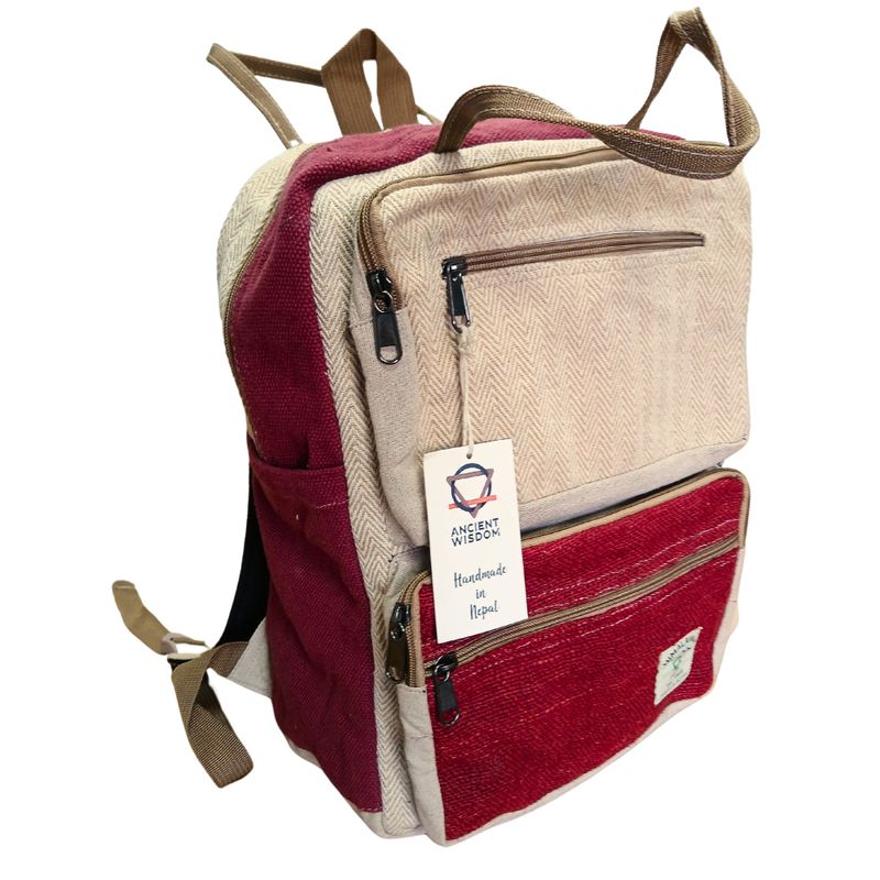 Grand Sac à Dos Rectangulaire en Chanvre - Vin & Crème