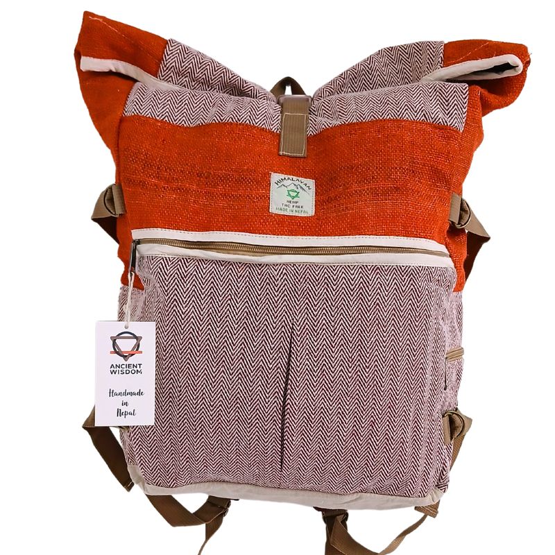 Sac à Dos de Trekking en Chanvre - Orange Coucher de Soleil