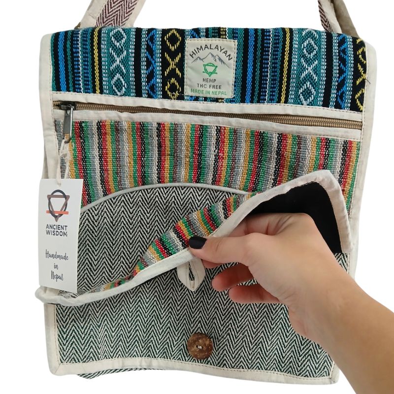 Sac Messager pour Ordinateur Portable en Chanvre - Courbes