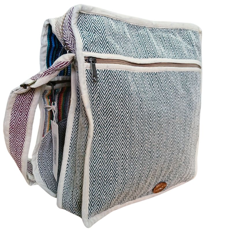 Sac Messager pour Ordinateur Portable en Chanvre - Courbes