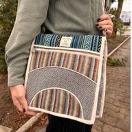 Sac Messager pour Ordinateur Portable en Chanvre - Courbes