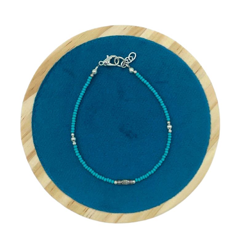 Bracelet Népalais en Pierre Extra-Fine - Turquoise & Goutte