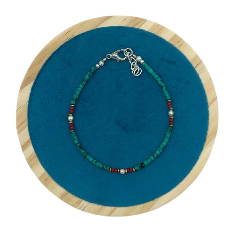 Bracelet Népalais en Pierre Extra-Fine - Turquoise & Pierre