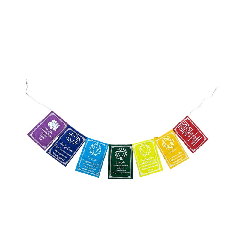 Drapeaux des Sept Chakras & Mantra - Moyen (7 Drapeaux)