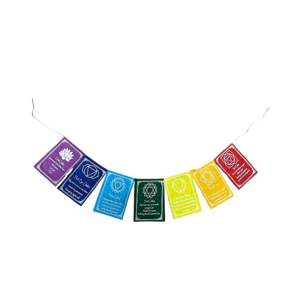 Drapeaux des Sept Chakras & Mantra - Moyen (7 Drapeaux)