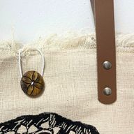Sac en toile naturel à poignée en cuir - Fleur de Vie