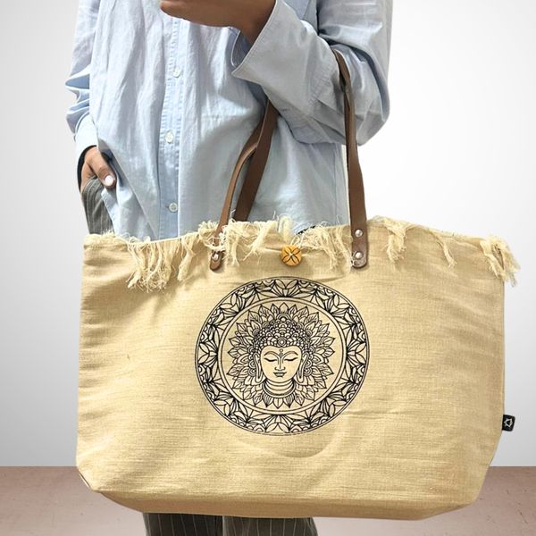 Sacs Naturels en toile avec Poignée en Cuir