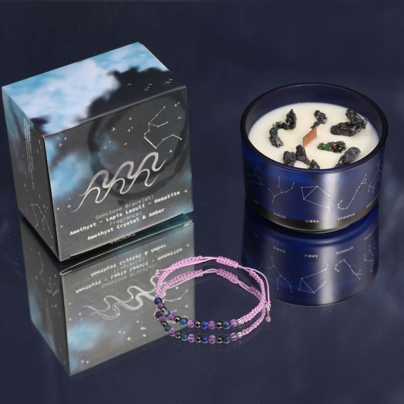 Bougie du Zodiaque avec Bracelet en Gemmes - Verseau