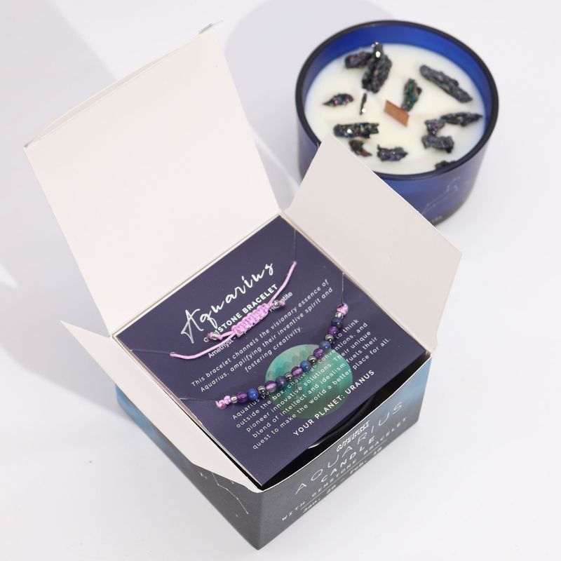 Bougie du Zodiaque avec Bracelet en Gemmes - Verseau