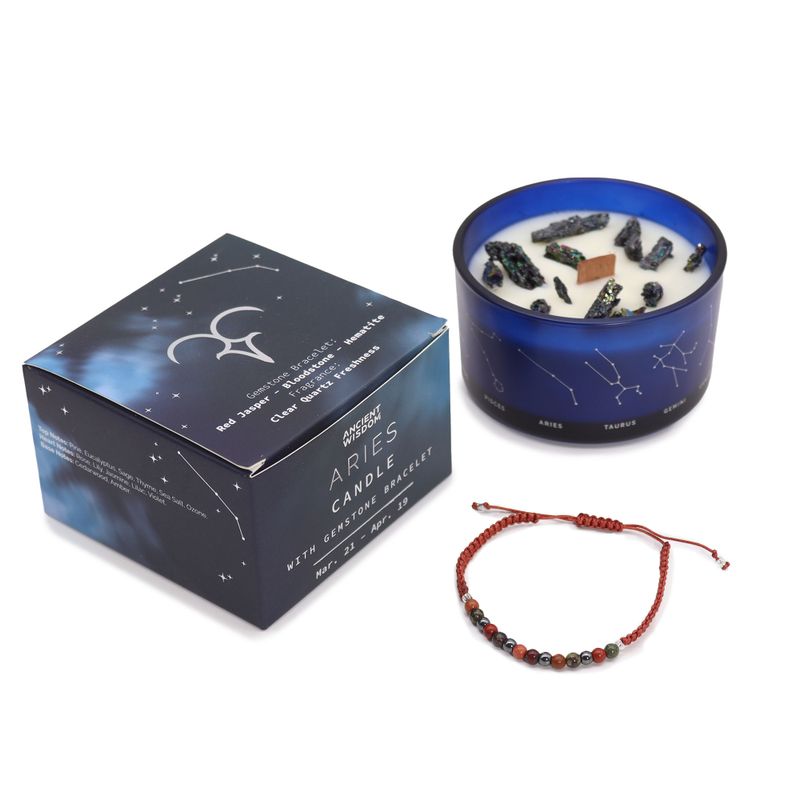 Bougie  du Zodiaque avec Bracelet en Gemmes - Bélier