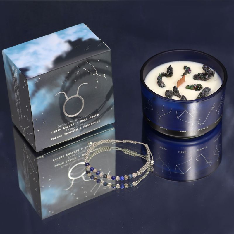 Bougie en cristal du zodiaque avec bracelet en pierres précieuses - Kit de démarrage