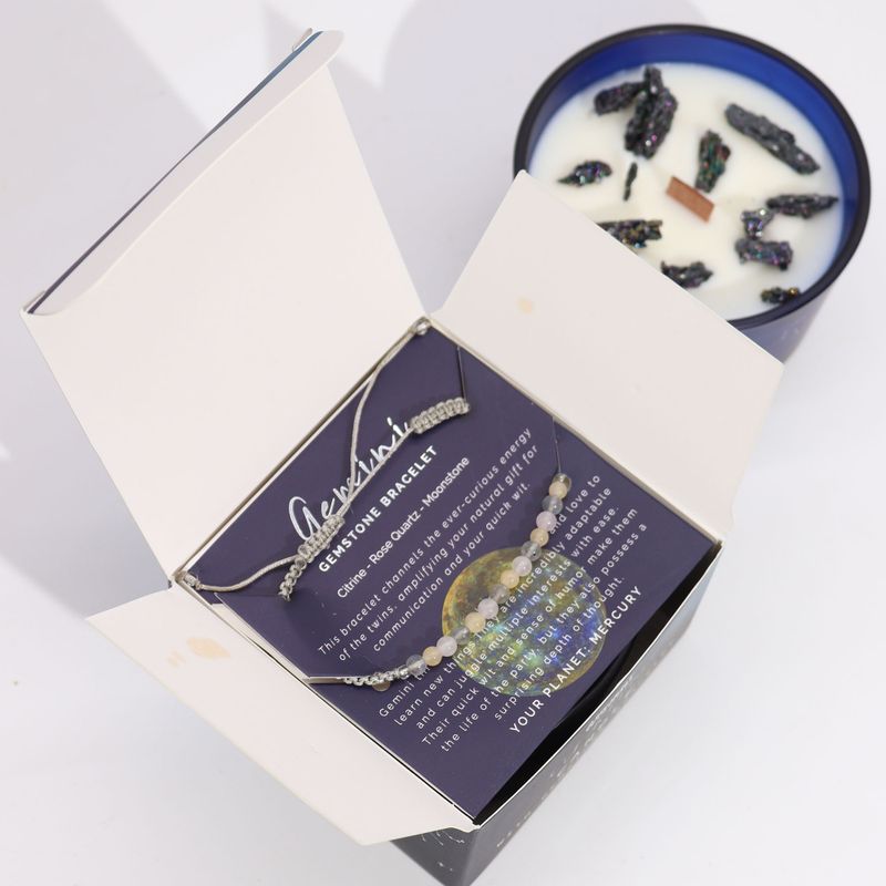 Bougie du Zodiaque avec Bracelet en Gemmes - Gémeaux