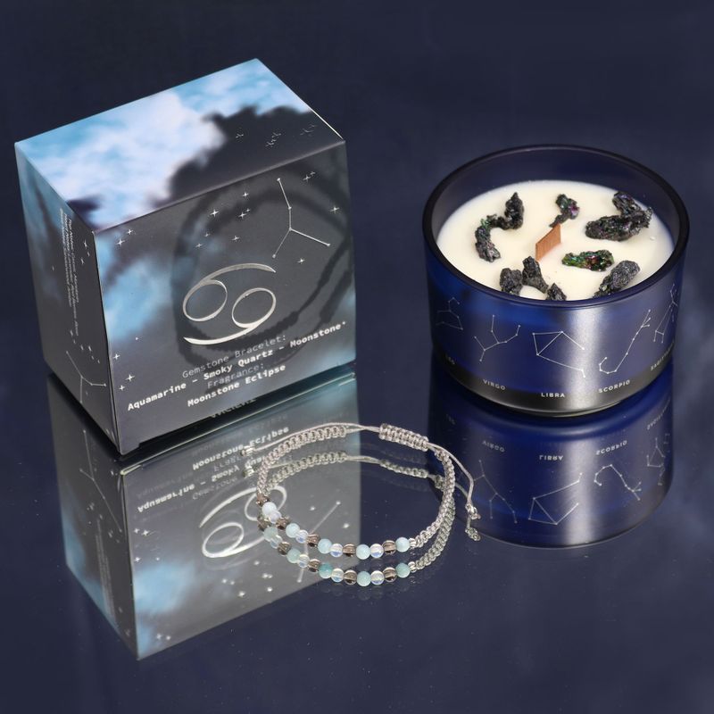 Bougie en cristal du zodiaque avec bracelet en pierres précieuses - Kit de démarrage