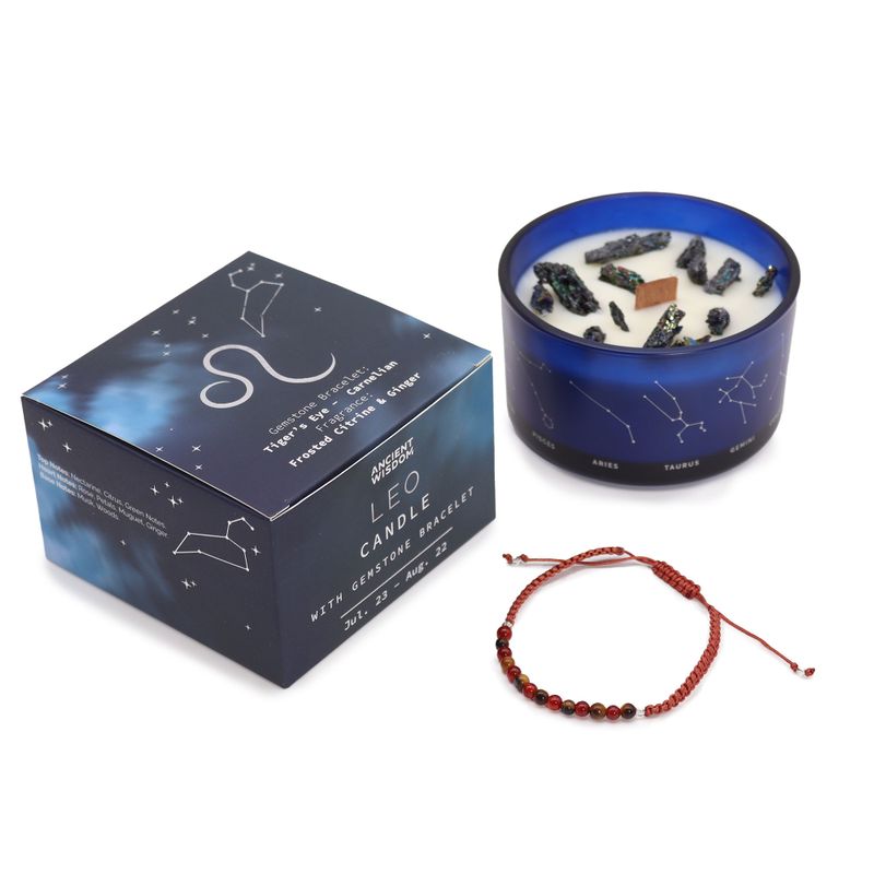 Bougie  du Zodiaque avec Bracelet en Gemmes - Lion