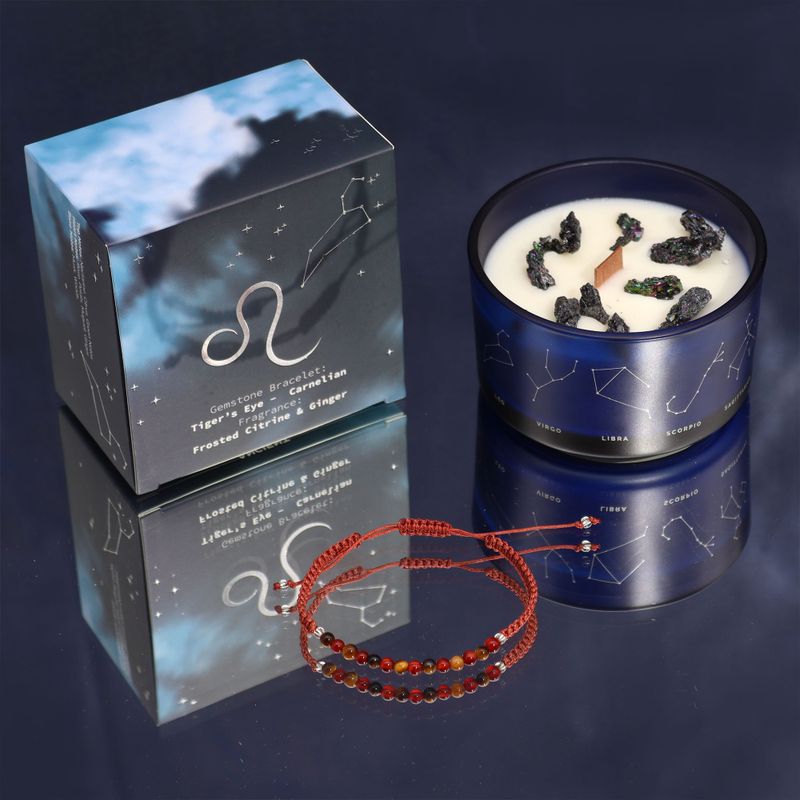 Bougie en cristal du zodiaque avec bracelet en pierres précieuses - Kit de démarrage