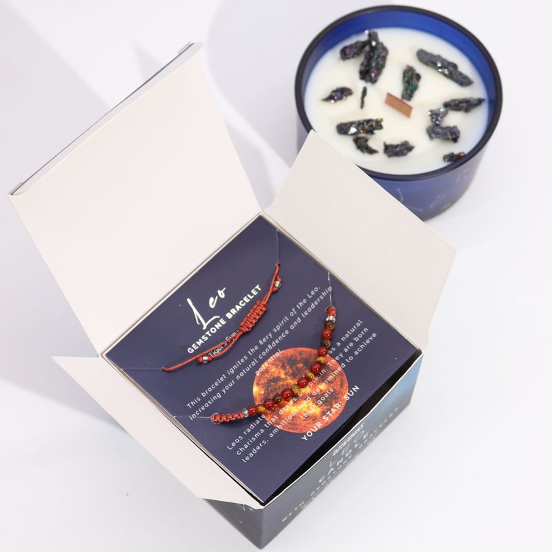 Bougie  du Zodiaque avec Bracelet en Gemmes - Lion