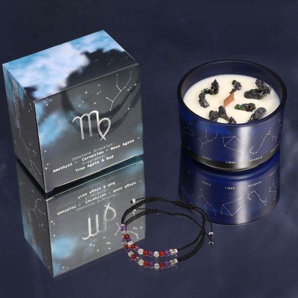 Bougie du Zodiaque avec Bracelet en Gemmes - Vierge