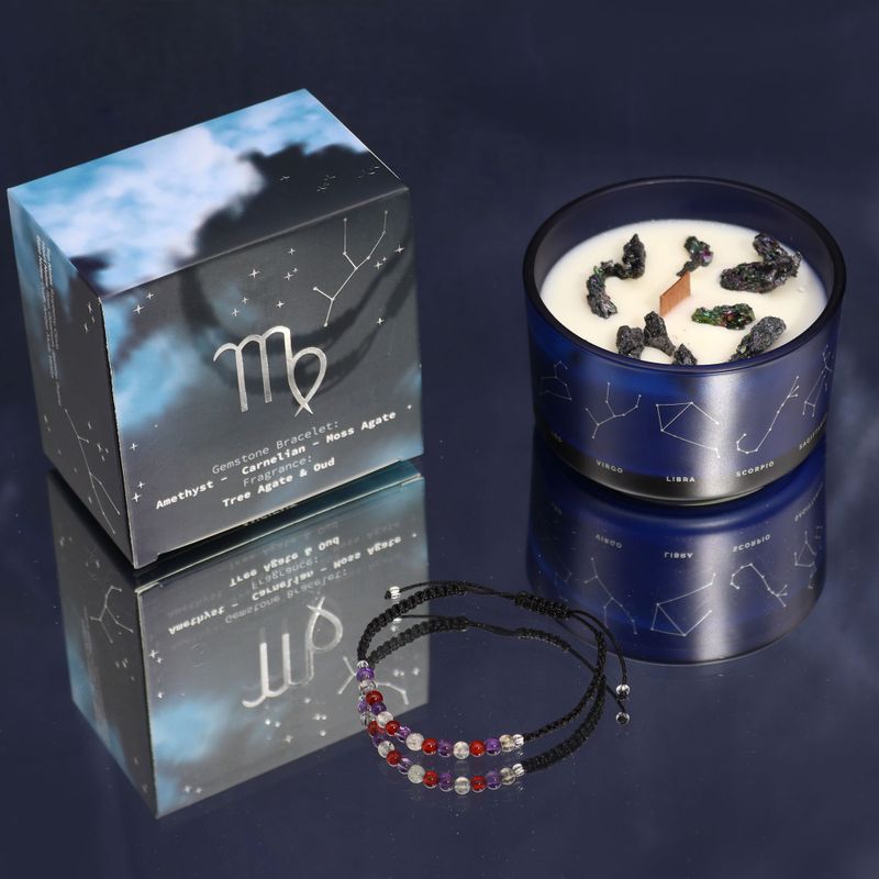Bougie en cristal du zodiaque avec bracelet en pierres précieuses - Kit de démarrage