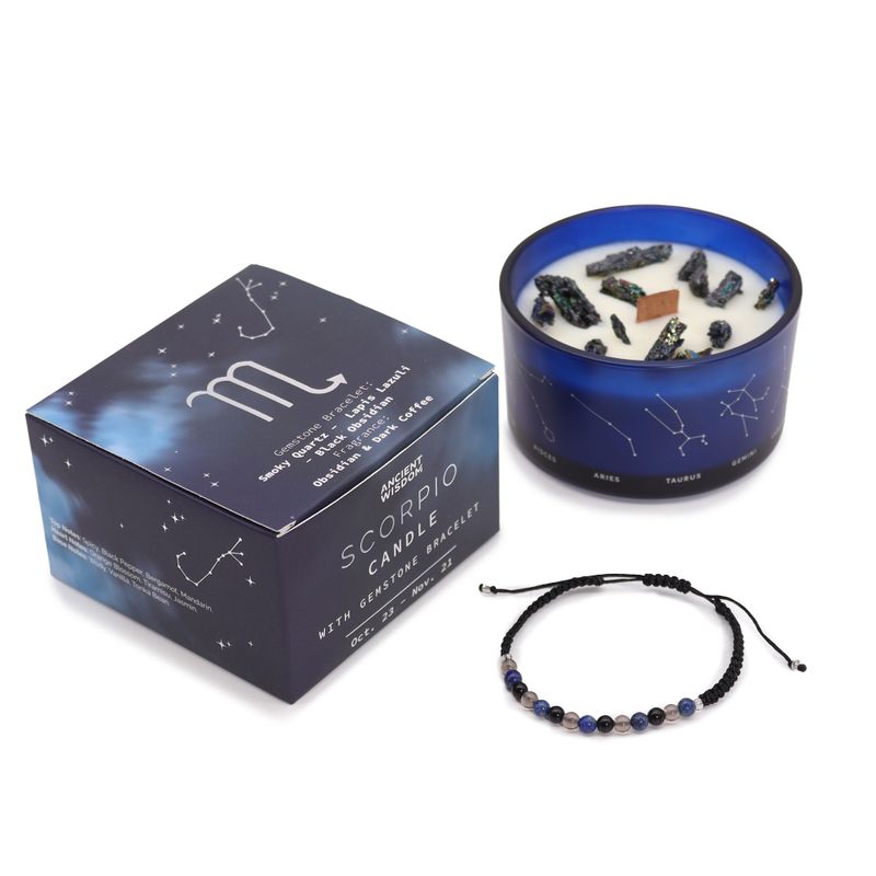 Bougie du Zodiaque avec Bracelet en Gemmes - Scorpion