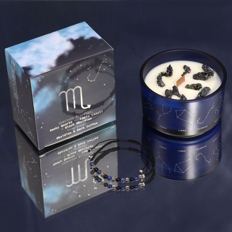 Bougie en cristal du zodiaque avec bracelet en pierres précieuses - Kit de démarrage