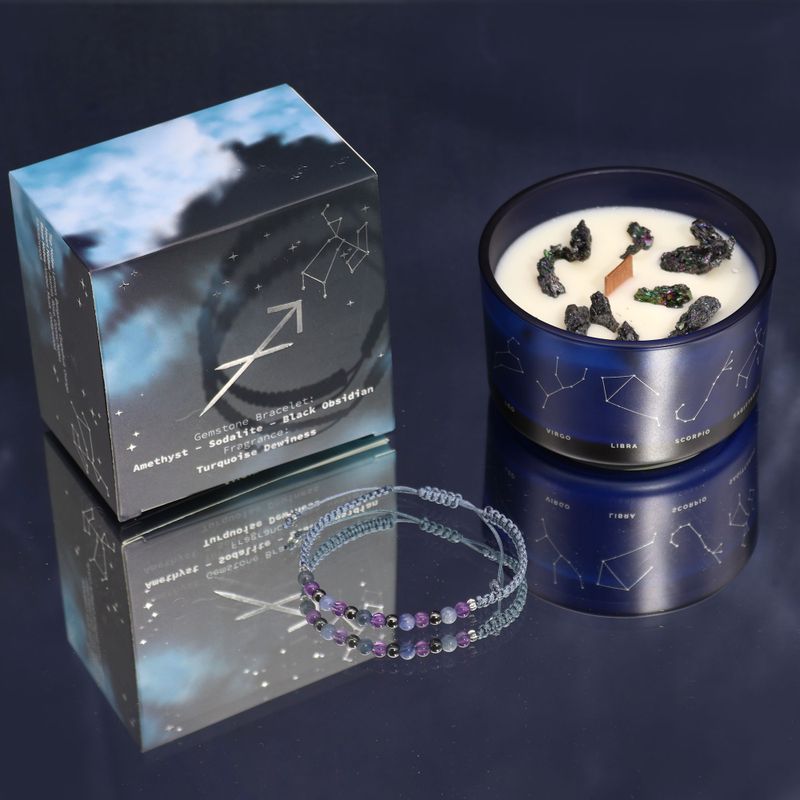 Bougie en cristal du zodiaque avec bracelet en pierres précieuses - Kit de démarrage