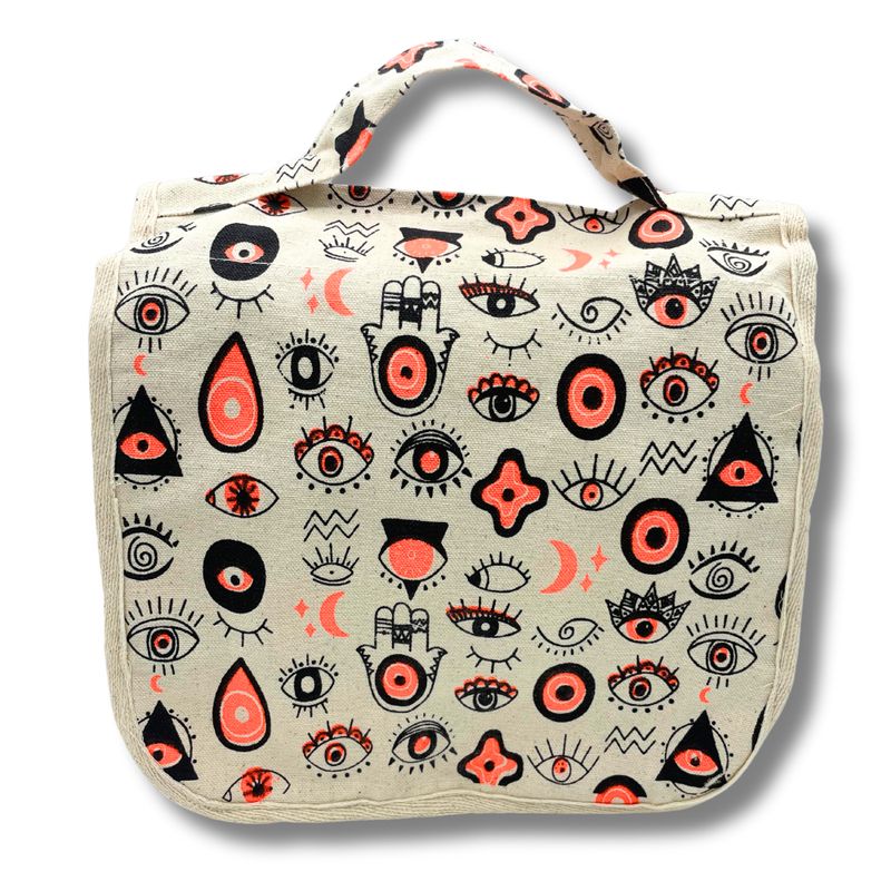 Grande trousse de toilette en toile de coton Multi-yeux