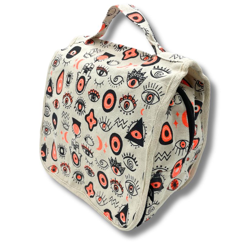 Grande trousse de toilette en toile de coton Multi-yeux