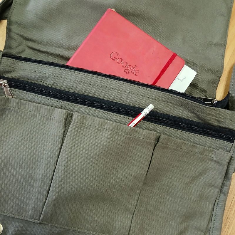 Sacoche d'ordinateur en toile de coton - Olive