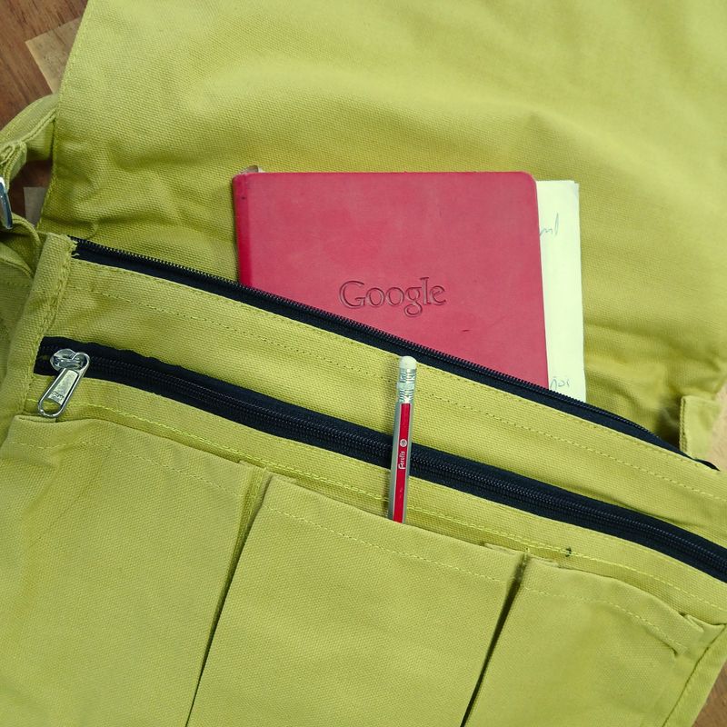 Sacoche d'ordinateur en toile de coton - Moutarde