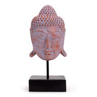 Grande Tête de Bouddha Sérénité sur Socle - Cuivre Bleu